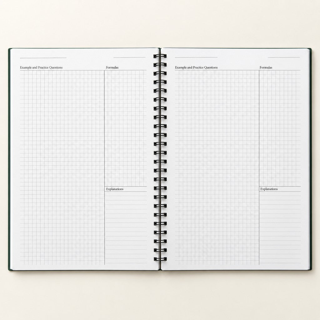 Math Notebook interior — Example and Practice grid